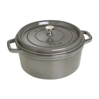 Cocotte Staub redonda gris grafito de hierro fundido esmaltado