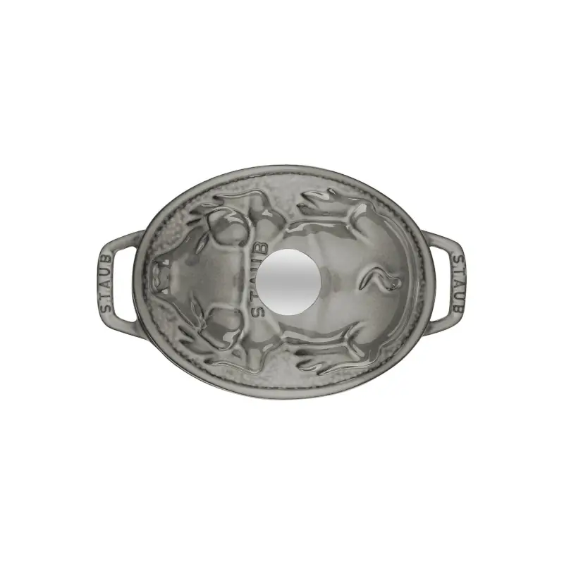 Cocotte oval tapa de cerdo gris grafito 17 cm vista tapa