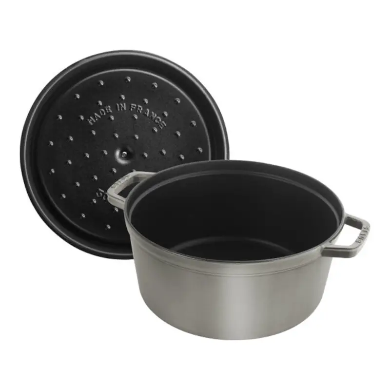 Cocotte Staub redonda gris grafito vista interior