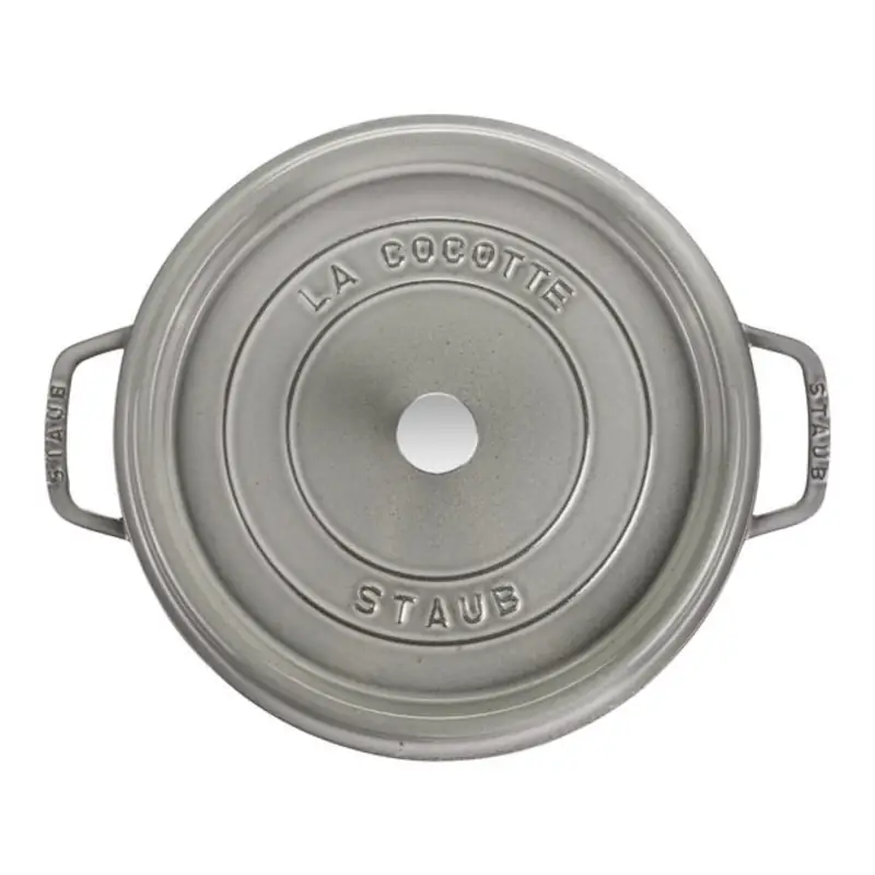 Cocotte Staub redonda gris grafito vista tapa