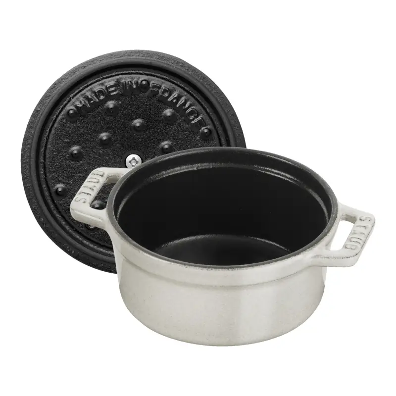 Mini cocotte Staub rodona blanc tòfona de 10 cm - Imatge 3
