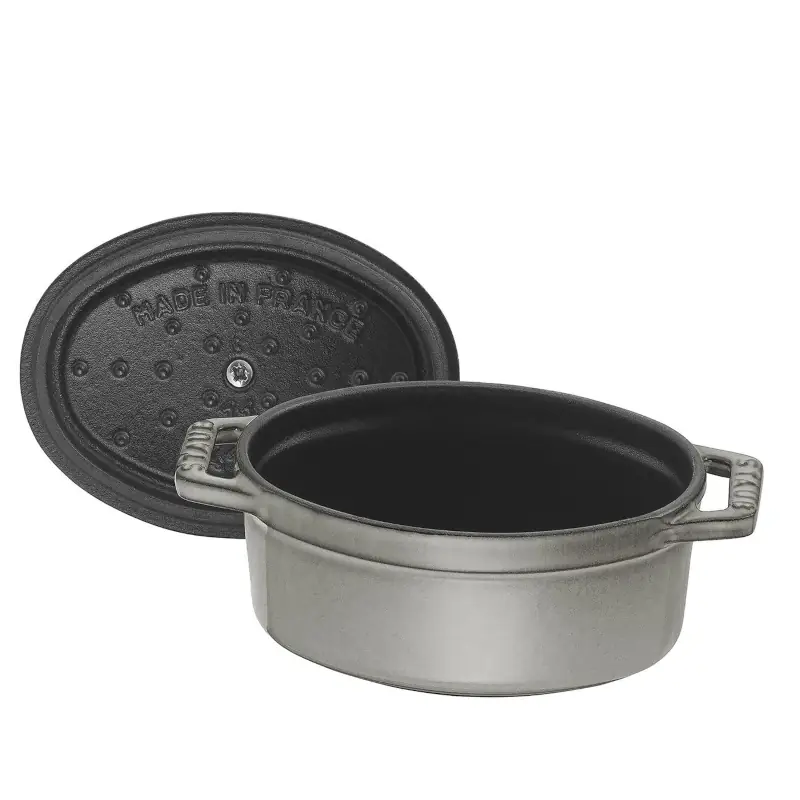 Mini cocotte oval Staub 11 cm gris grafito vista interior
