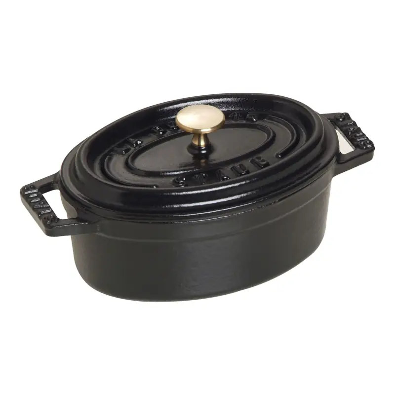 Mini cocotte Staub ovalada negra de 11 cm