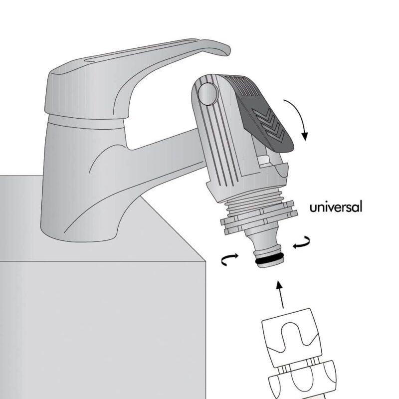 Adaptador universal per aixeta domèstica sense rosca per a reg aquacontrol