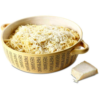 Cuenco parmesano para servir espaguetis en la cocina, Boska, recetas de cocina