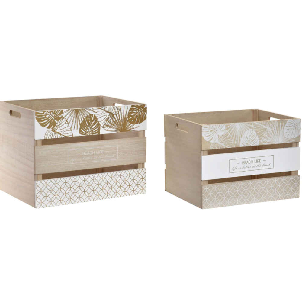 Set de 2 cajas de madera con asas, recipientes multiusos rectangulares,  almacenaje de herramientas, accesorios de pi