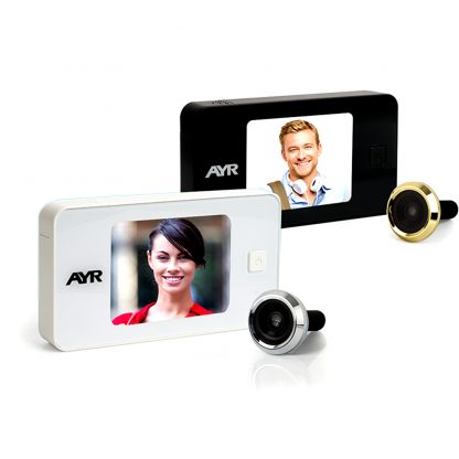 Mirilla digital AYR para la seguridad del hogar modelo 752 gama cebra blanco y negro cromo y latón
