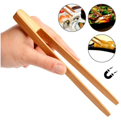 Pinzas de bambú multiuso para cocina, tostadora, comer sushi BALVI