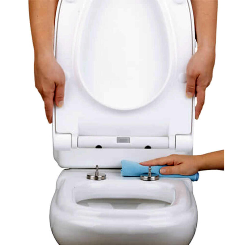 Tapa para WC Alba de PLASTISAN blanca con sistema innovador Softclose y Topfixing para mayor confort y fácil limpieza