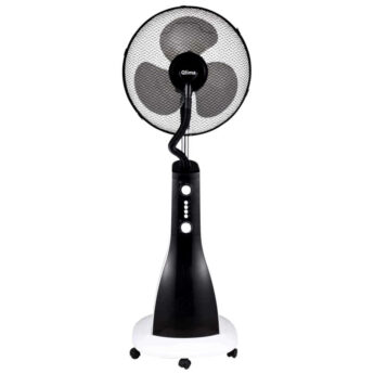 Ventilador nebulizador Tectro de 90W y 200ml/hora en color negro y con base redonda, climatizar