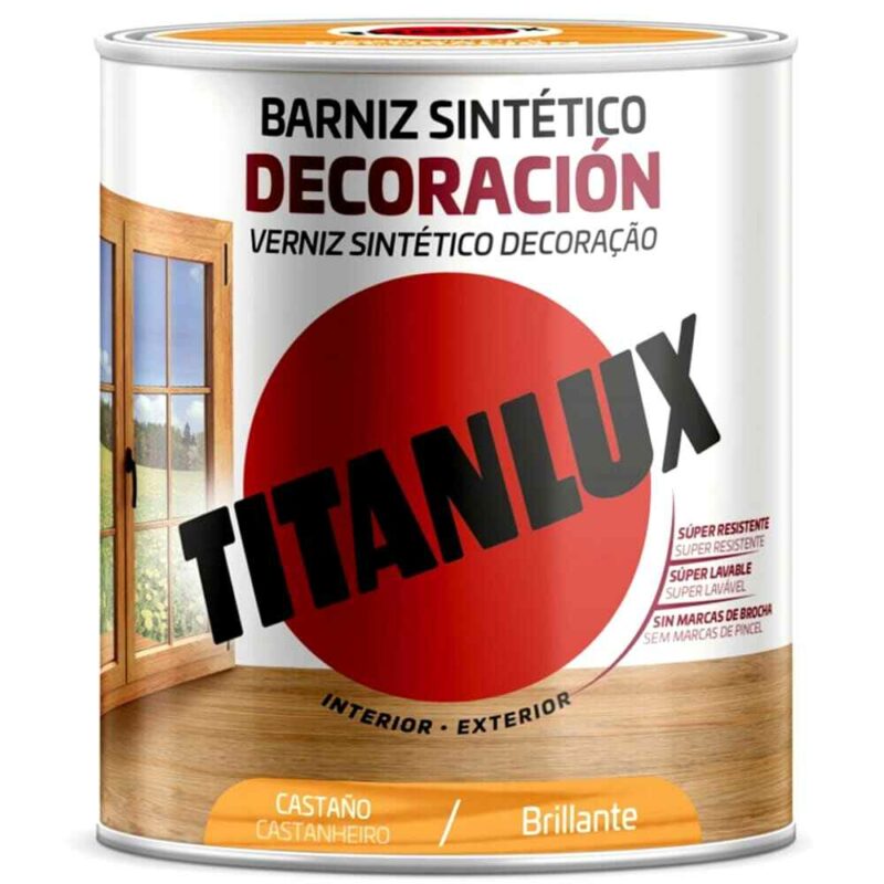 Barniz tinte brillante color castaño de TITANLUX.